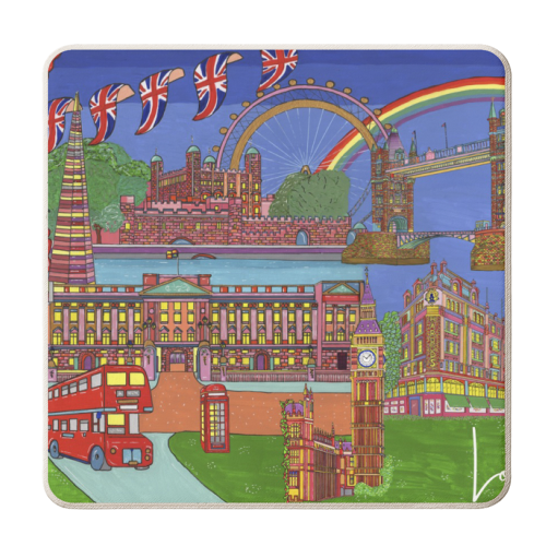 London in Bright Colours - personalised beer coaster by Julie Littler