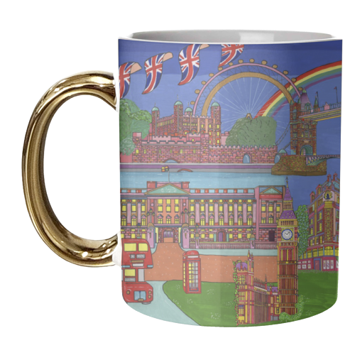 London in Bright Colours - unique mug by Julie Littler