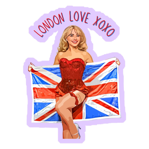 London Love Sabrina xoxo - Die Cut Sticker by DOLLY WOLFE