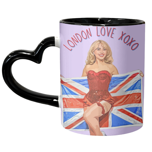 London Love Sabrina xoxo - unique mug by DOLLY WOLFE
