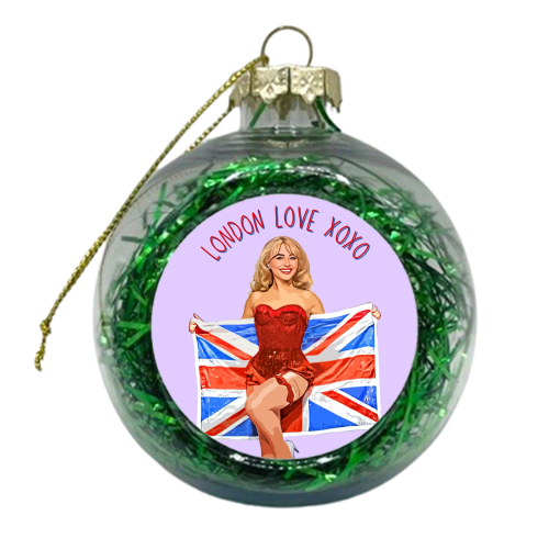 London Love Sabrina xoxo - xmas bauble by DOLLY WOLFE