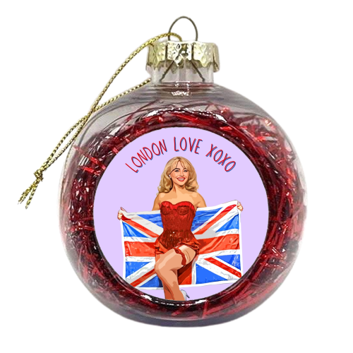 London Love Sabrina xoxo - xmas bauble by DOLLY WOLFE