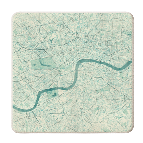 London Map Blue Vintage - personalised beer coaster by City Art Posters