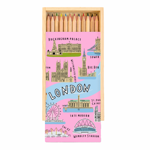 LONDON MAP - Coloured Pencils with Box by Lilly Rose