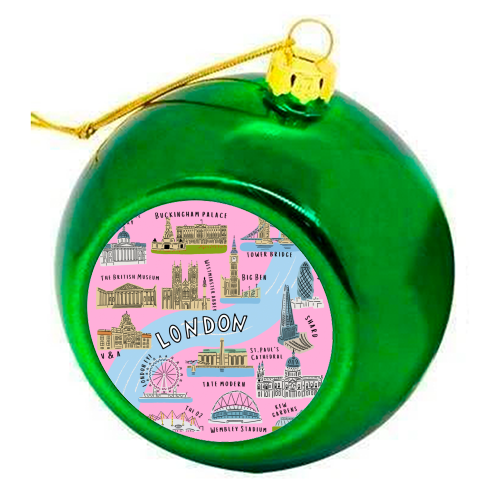 LONDON MAP - colourful christmas bauble by Lilly Rose