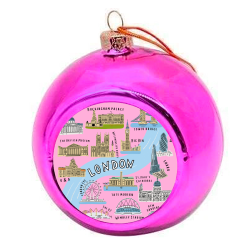 LONDON MAP - colourful christmas bauble by Lilly Rose