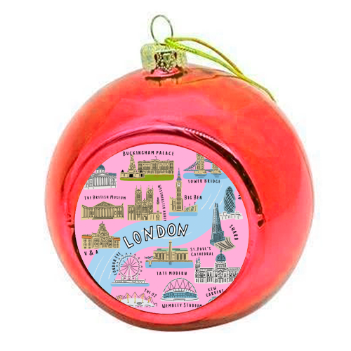 LONDON MAP - colourful christmas bauble by Lilly Rose
