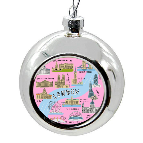 LONDON MAP - colourful christmas bauble by Lilly Rose
