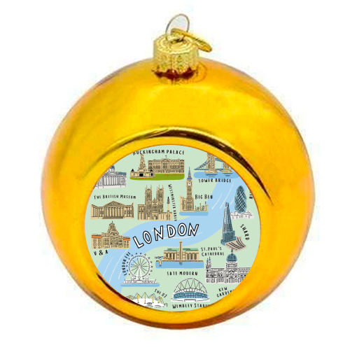 LONDON MAP green - colourful christmas bauble by Lilly Rose