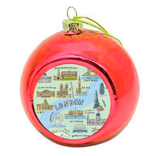 LONDON MAP green - colourful christmas bauble by Lilly Rose