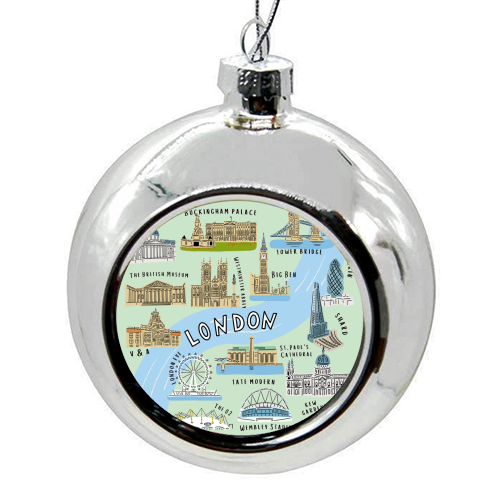 LONDON MAP green - colourful christmas bauble by Lilly Rose