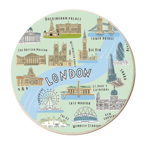 LONDON MAP green - personalised beer coaster by Lilly Rose