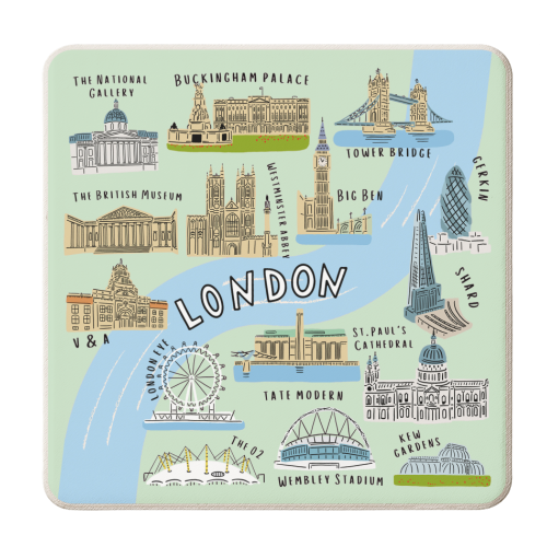 LONDON MAP green - personalised beer coaster by Lilly Rose