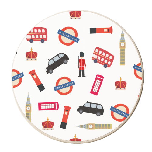 London Pattern on White - personalised beer coaster by Lilly Rose