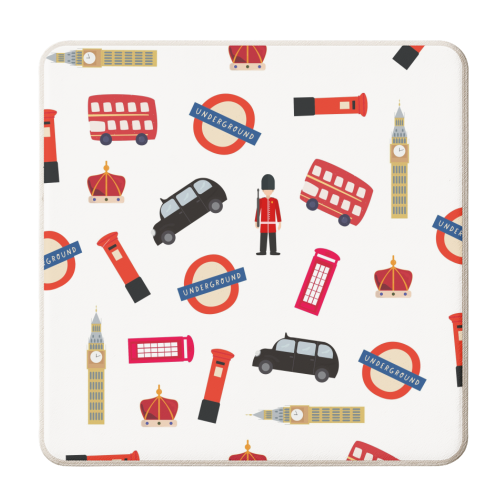 London Pattern on White - personalised beer coaster by Lilly Rose