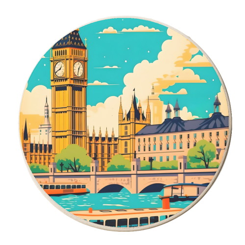 London Retro Vintage Travel - personalised beer coaster by Kun Pact