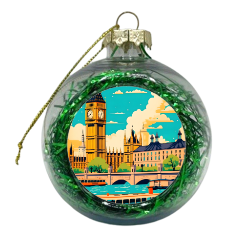 London Retro Vintage Travel - xmas bauble by Kun Pact