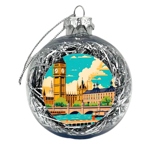 London Retro Vintage Travel - xmas bauble by Kun Pact
