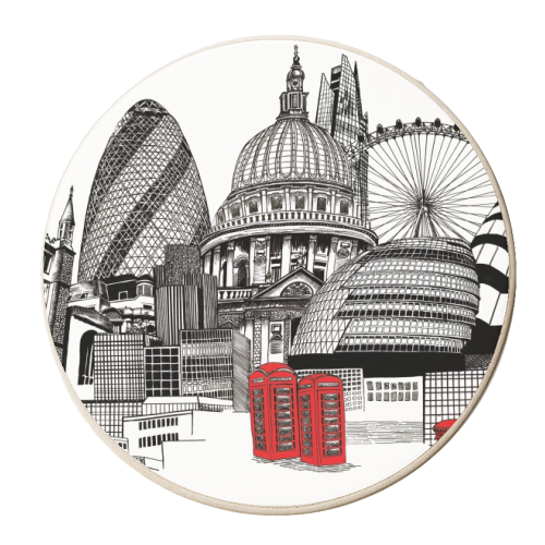 London Skyline - personalised beer coaster by Katie Clement