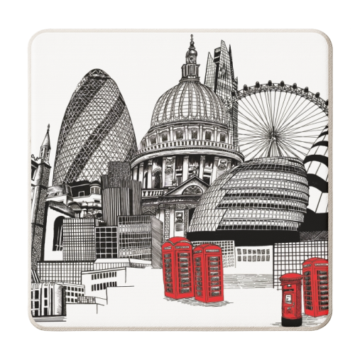 London Skyline - personalised beer coaster by Katie Clement