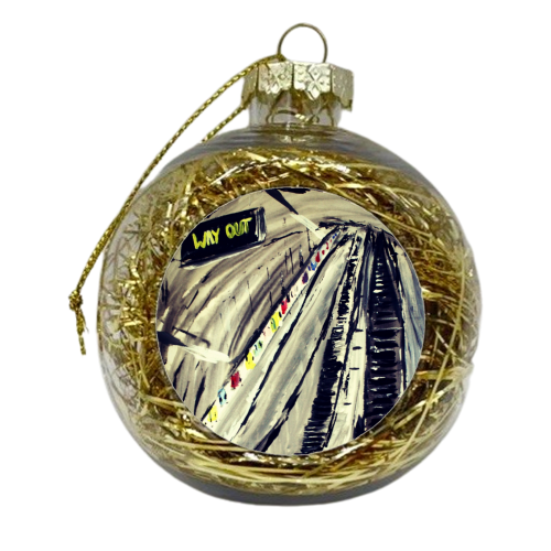 London Underground Way Out Escalators - xmas bauble by James Jefferson Peart