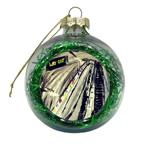 London Underground Way Out Escalators - xmas bauble by James Jefferson Peart