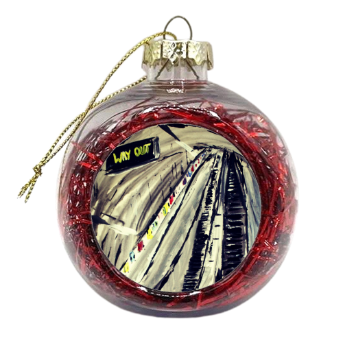 London Underground Way Out Escalators - xmas bauble by James Jefferson Peart