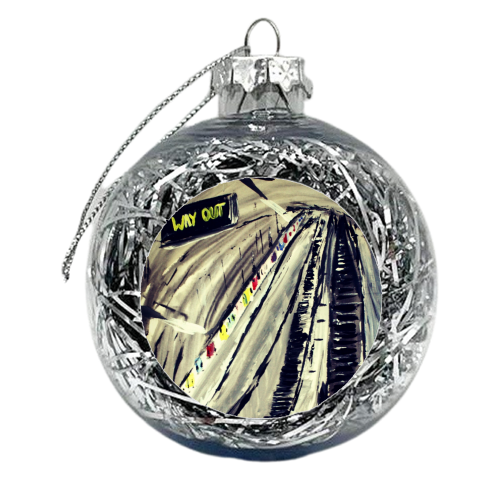 London Underground Way Out Escalators - xmas bauble by James Jefferson Peart