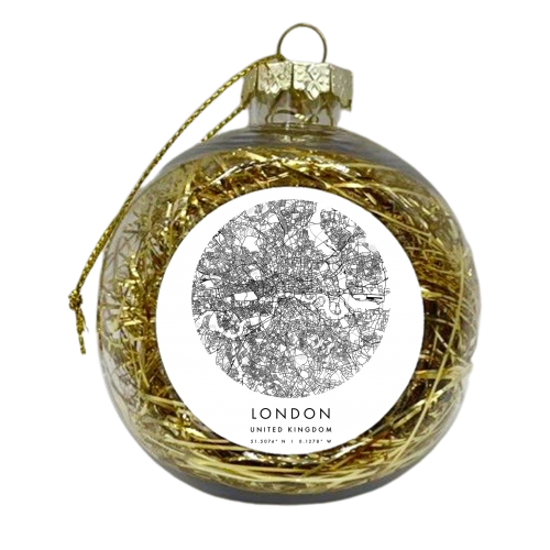 London United Kingdom Minimal Modern Circle Street Map - xmas bauble by Toni Scott