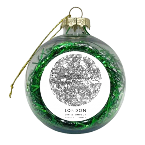 London United Kingdom Minimal Modern Circle Street Map - xmas bauble by Toni Scott