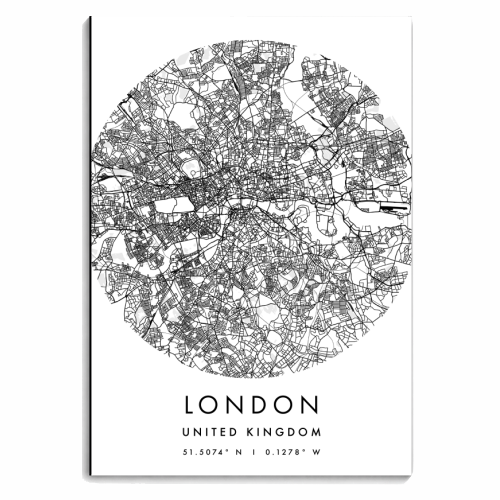 London United Kingdom Minimal Modern Circle Street Map - personalised A4, A5, A6 notebook by Toni Scott