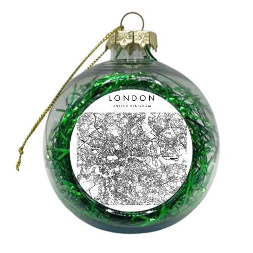 London United Kingdom, Street Map - xmas bauble by Toni Scott