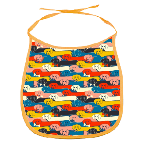 Long dog pattern - funny baby bib by Ania Wieclaw