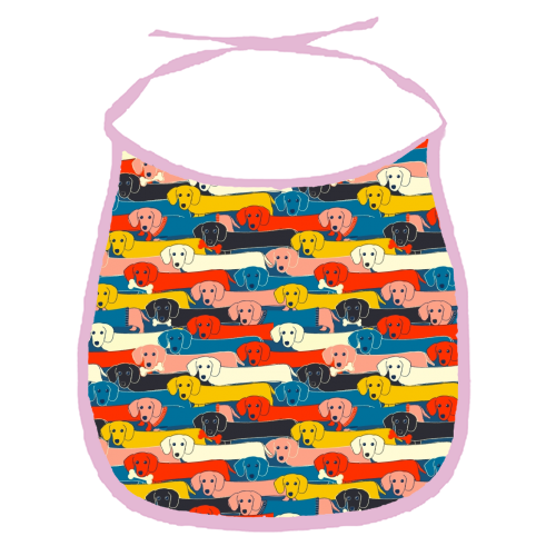 Long dog pattern - funny baby bib by Ania Wieclaw