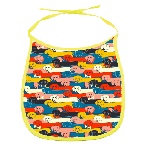 Long dog pattern - funny baby bib by Ania Wieclaw