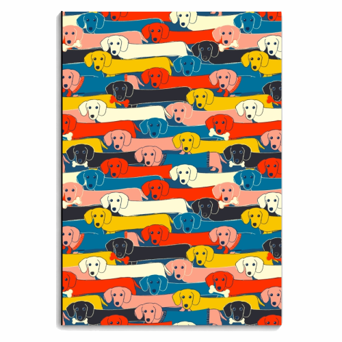 Long dog pattern - personalised A4, A5, A6 notebook by Ania Wieclaw