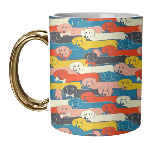Long dog pattern - unique mug by Ania Wieclaw