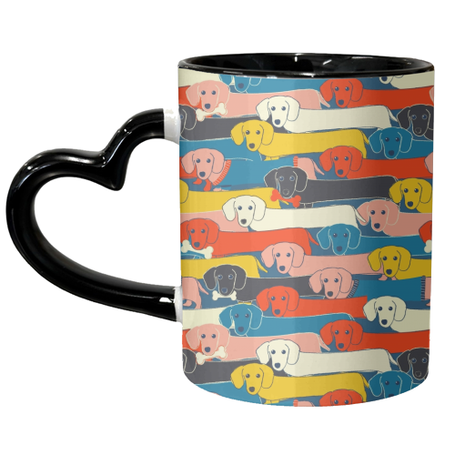 Long dog pattern - unique mug by Ania Wieclaw