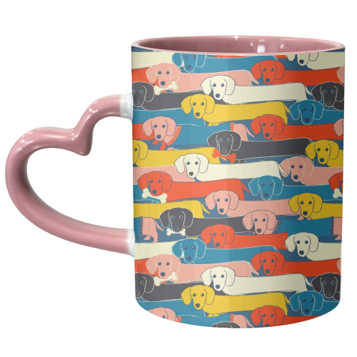 Long dog pattern - unique mug by Ania Wieclaw