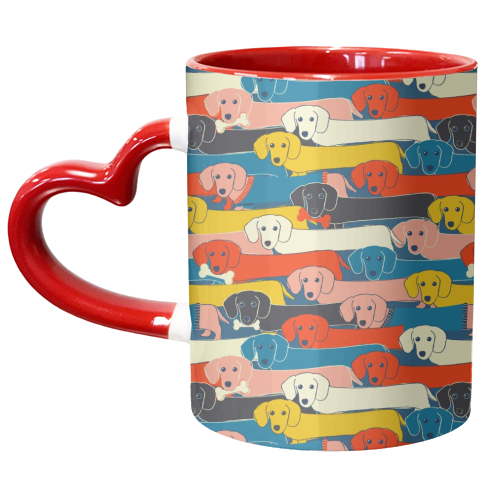 Long dog pattern - unique mug by Ania Wieclaw