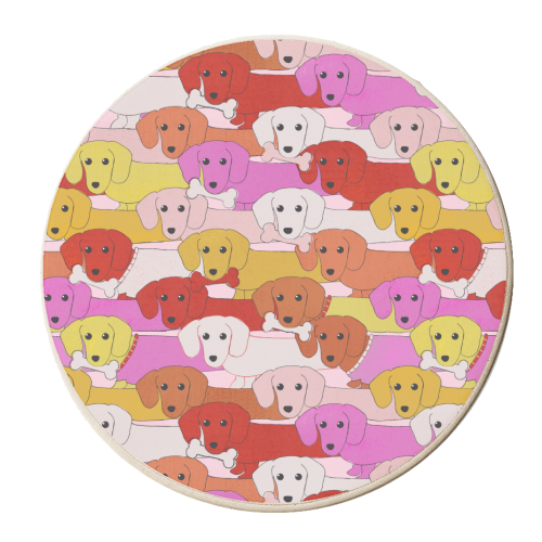 Long Dogs Pattern Pink Edition - personalised beer coaster by Ania Wieclaw