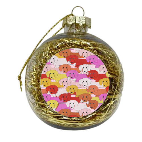 Long Dogs Pattern Pink Edition - xmas bauble by Ania Wieclaw