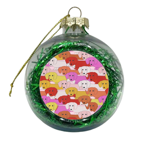 Long Dogs Pattern Pink Edition - xmas bauble by Ania Wieclaw