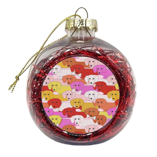 Long Dogs Pattern Pink Edition - xmas bauble by Ania Wieclaw