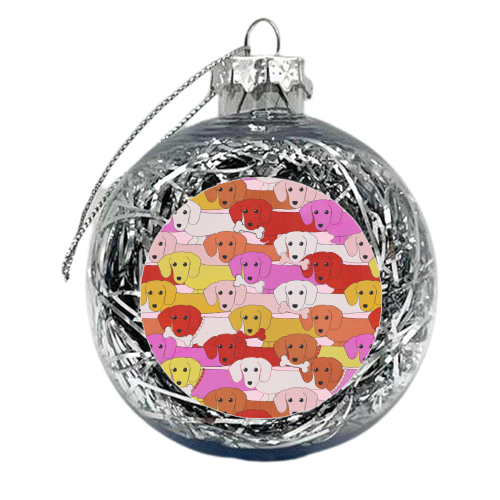 Long Dogs Pattern Pink Edition - xmas bauble by Ania Wieclaw