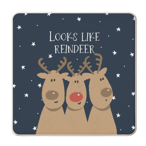 Looks like reindeer - personalised beer coaster by Giddy Kipper