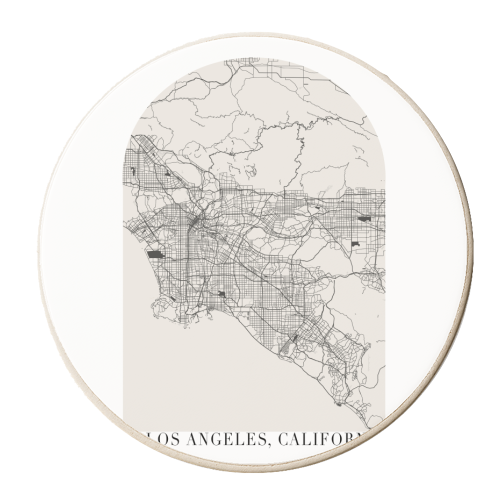 Los Angeles California Boho Arch Street Map White Background - personalised beer coaster by Toni Scott