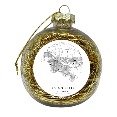 Los Angeles California Minimal Modern Circle Street Map Xmas bauble by