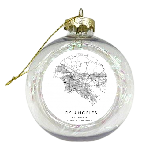 Los Angeles California Minimal Modern Circle Street Map Xmas bauble by