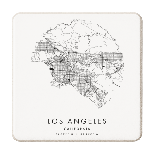 Los Angeles California Minimal Modern Circle Street Map - personalised beer coaster by Toni Scott